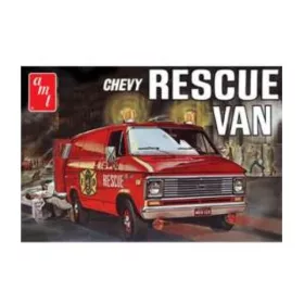   AMT 851 1975 Chevrolet Rescue Van molded in red (1/25) makett autó