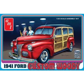 AMT 906 1941 Ford Custom Woody (1/25) makett autó