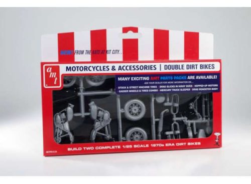 AMT pp014 Motorcycle Parts pack Double Dirt Bike (1/25) makett autó