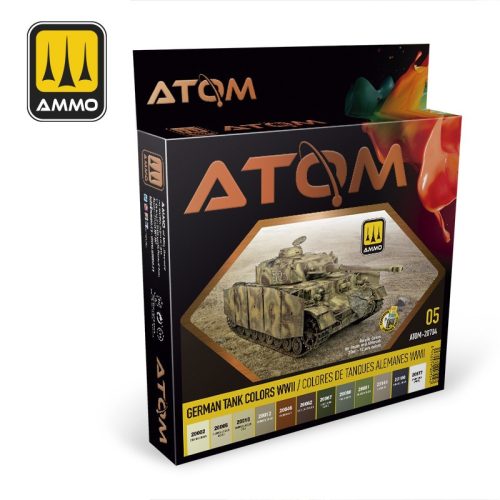 ATOM-20704 ATOM German Tank Colors WWII Set akril makettfesték