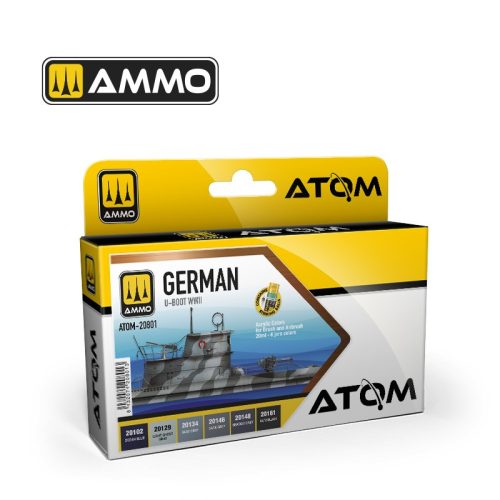 ATOM-20801 ATOM German U-BOOT WWII Colors Set akril makett festék