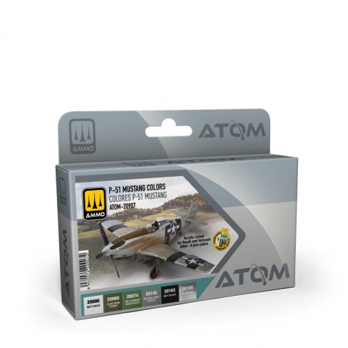 ATOM-20907 ATOM P-51 Mustang Colors Set - akril makett festék készlet