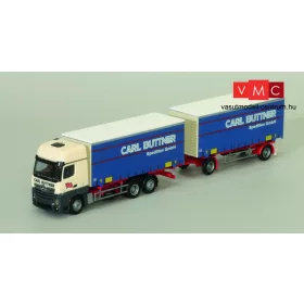 AWM 75048 Mercedes-Benz Actros GigaSpace ponyvás teherautó, pótkocsival - Büttner (H0