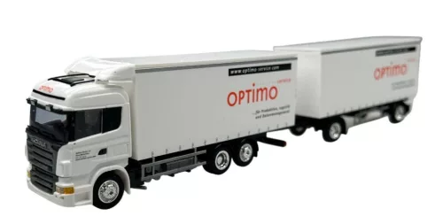 AWM 76232 Scania R Highline ponyvás teherautó, pótkocsival - Optimo (H0)