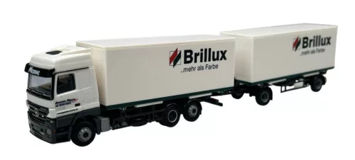 AWM 76234 Mercedes-Benz Actros dobozos cserefelépítményszállító teherautó, pótkocsival - Brillux (H0)