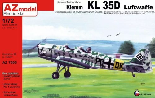 AZ7505 Klemm Kl 35D Luftwaffe repülőgép makett 1/72