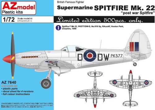 AZ7640 Spitfire Mk.22 „Postwar Spitfire“ repülőgép makett 1/72