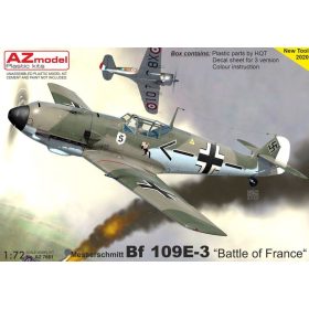   AZ7661 Messerschmitt Bf 109 E-3 „Battle of France“ repülőgép makett 1/72