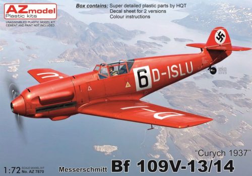 AZ7870 Messerschmitt Bf 109V-13/14 "Zurych 1937" repülőgép makett 1/72