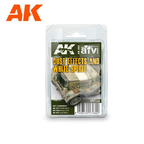 AK Interactive AK060 DUST EFFECTS AND WHITE SPIRIT SET - két por effekt és hígító