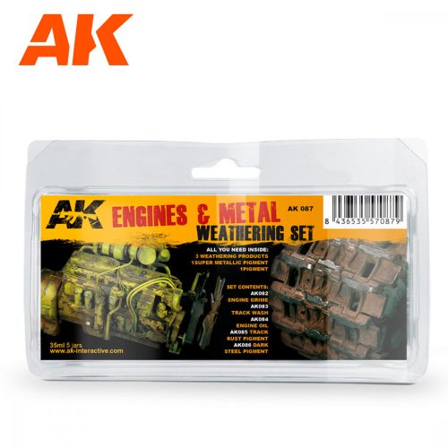 AK Interactive AK087 ENGINES AND METAL WEATHERING SET