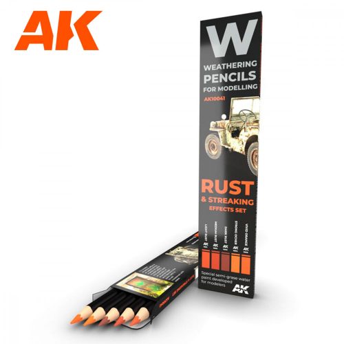 AK Interactive AK10041 WATERCOLOR PENCIL SET RUST AND STREAKING - Weathering ceruza készlet