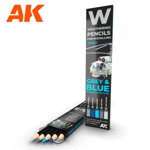 AK Interactive AK10043 WATERCOLOR PENCIL SET GREY AND BLUE CAMOUFLAGES - Weathering ceruza készlet