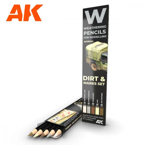 AK Interactive AK10044 Watercolor Pencil Set: Splashes, Dirt & Marks Set - Sár és kosz Weathering ceruza szett