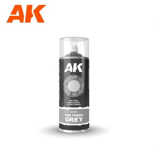 AK Interactive AK1010 Fine Primer Grey - szürke alapozó sprayfesték makettezéshez 400 ml