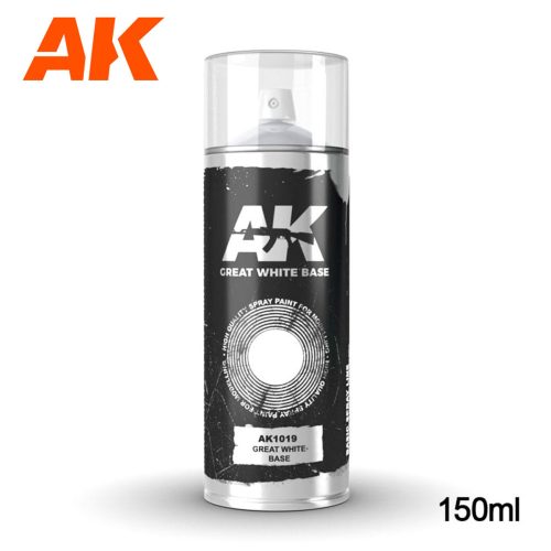 AK Interactive AK1019 Great White Base - fehér alapozó sprayfesték makettezéshez 150 ml