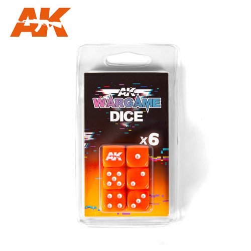 AK Interactive AK1061 SET 6 DICES (ORANGE) - Wargame dobókocka készlet - narancs