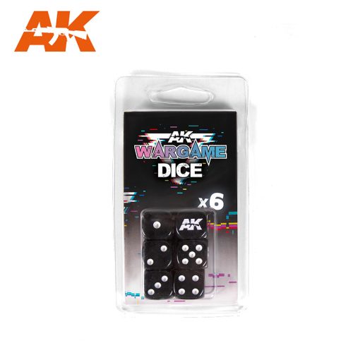 AK Interactive AK1062 SET 6 DICES (BLACK) - - Wargame dobókocka készlet - fekete