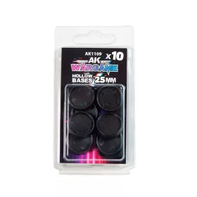  AK Interactive AK1109 HOLLOW BASE 25mm - 10 units - Üreges alapok Wargame figurákhoz, 10 db