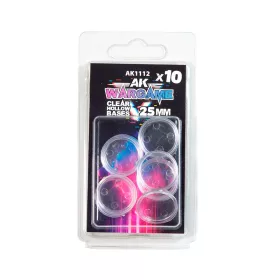   AK Interactive AK1112 CLEAR HOLLOW BASE 25mm - 10 units - Átlátszó üreges alapok Wargame figurákhoz, 10 db