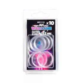   AK Interactive AK1113 CLEAR HOLLOW BASE 32mm - 10 units - Átlátszó üreges alapok Wargame figurákhoz, 10 db