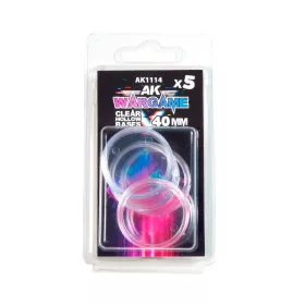   AK Interactive AK1114 CLEAR HOLLOW BASE 40mm - 5 units - Átlátszó üreges alapok Wargame figurákhoz, 5 db