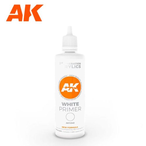 AK Interactive AK11240 White Primer 100 ml - akril alapozófesték makettezéshez