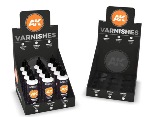 AK Interactive AK11243 Varnishes Display (3 ref x 4 units) 3rd Gen