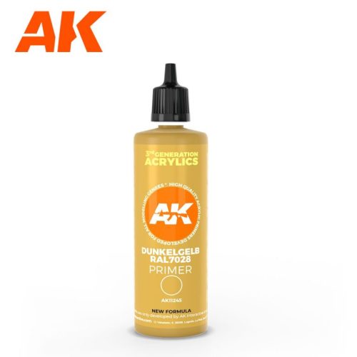 AK Interactive AK11245 Dunkelgelb RAL 7028 dark yellow surface Primer 100ml - akril alapozó makett festék