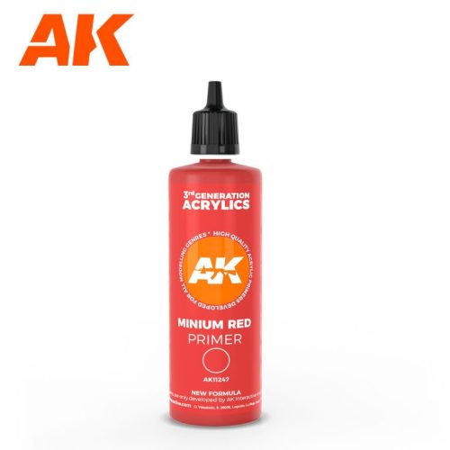 AK Interactive AK11247 Minimum red surface Primer 100ml - akril alapozó makett festék