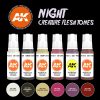 AK Interactive AK11602 NIGHT CREATURES FLESH TONES - 17 ml akril makett festék készlet