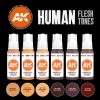 AK Interactive AK11603 HUMAN FLESH TONES - 17 ml akril makett festék készlet