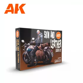   AK Interactive AK11613 SKIN AND LEATHER COLORS SET - 17 ml akril makett festék készlet