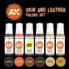 AK Interactive AK11613 SKIN AND LEATHER COLORS SET - 17 ml akril makett festék készlet