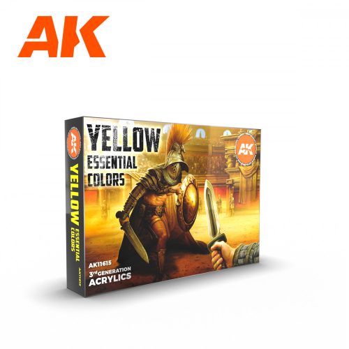 AK Interactive AK11615 YELLOW ESSENTIAL COLORS 3GEN SET - 17 ml akril makett festék készlet