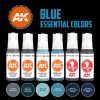 AK Interactive AK11618 BLUE ESSENTIAL COLORS 3GEN SET - 17 ml akril makett festék készlet