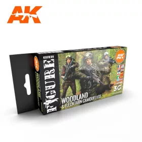   AK Interactive AK11632 MODERN WOODLAND AND FLECKTARN CAMOUFLAGES 3G akril maketffesték készlet