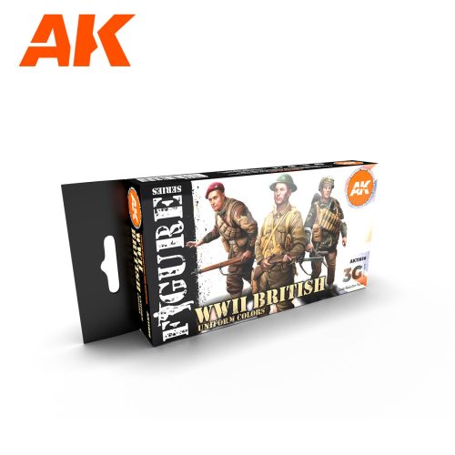 AK Interactive AK11636 WWII BRITISH UNIFORM COLORS 3G akril makett festék készlet