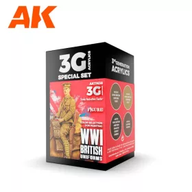   AK Interactive AK11638 WWI BRITISH UNIFORMS 3G akril makett festék készlet