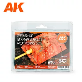   AK Interactive AK11651 UNFINISHED GERMAN VEHICLES WEATHERING 3G akril makett festék és weathering effekt készlet
