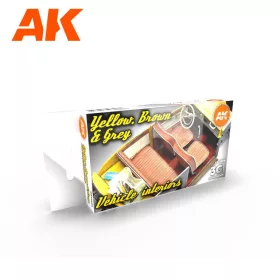   AK Interactive AK11684 GREY YELLOW BROWN INTERIORS akril makett festék készlet