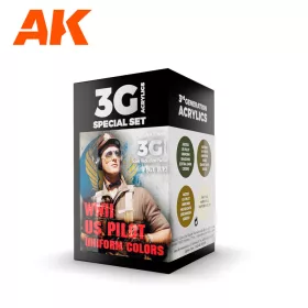   AK Interactive AK11691 WWII US UNIFORM COLORS 3G akril makett festék készlet