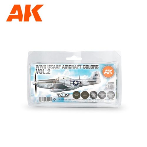 AK Interactive AK11733 WWII USAAF Aircraft Colors Vol.2 SET 3G akril makett festék készlet