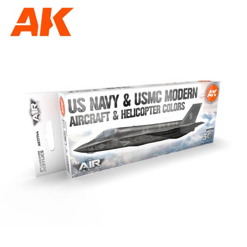 AK Interactive AK11744 US Navy & USMC Modern Aircraft & Helicopter SET 3G akril makett festék készlet