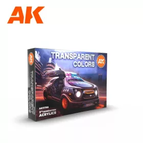   AK Interactive AK11758 TRANSPARENT COLORS SET akril makett festék készlet