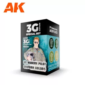   AK Interactive AK11761 US MODERN PILOT UNIFORM COLORS 3G akril makett festék készlet