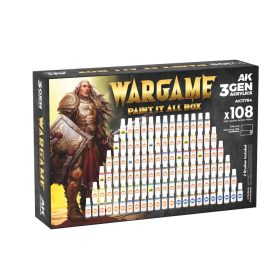   AK Interactive AK11784 3GEN - WARGAME PAINT IT ALL BOX x108 -  akril makett festék készlet