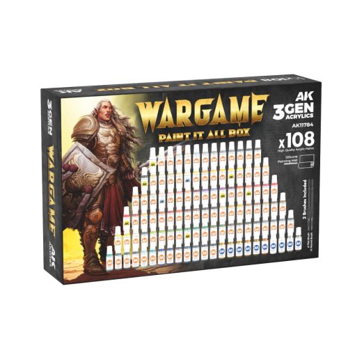 AK Interactive AK11784 3GEN - WARGAME PAINT IT ALL BOX x108 -  akril makett festék készlet