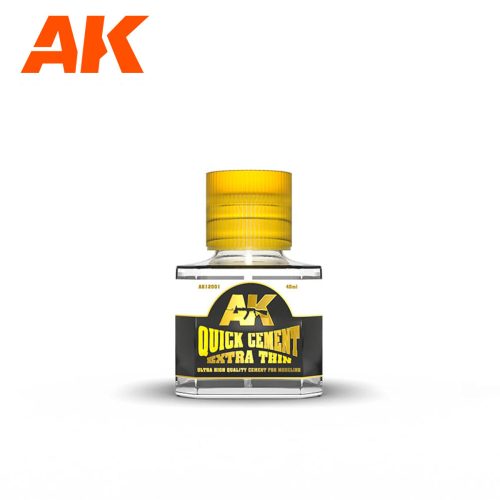 AK Interactive AK12001 QUICK CEMENT EXTRA THIN - makett RAGASZTÓ, precíz ecsettel a kupakban