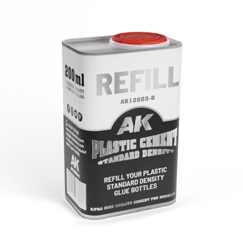 AK Interactive AK12003B 200 ML REFILL PLASTIC CEMENT STANDARD DENSITY - makett RAGASZTÓ utántöltő, 200 ml